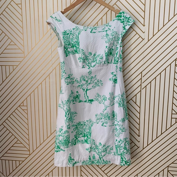 Lilly Pulitzer Allura Spring Fever Toile Dress cotton size boatneck cap sleeve 0 - Picture 11 of 12